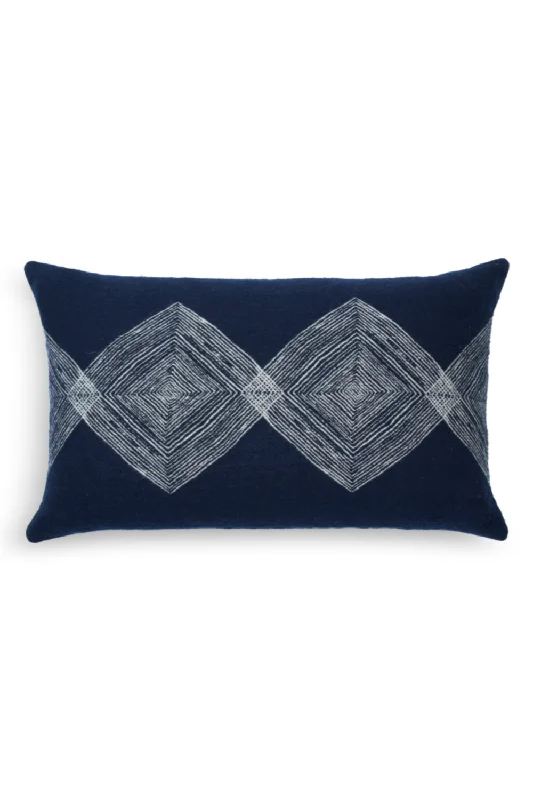 Blue Lumbar Throw Pillows (2) | Ethnicraft Linear Diamonds