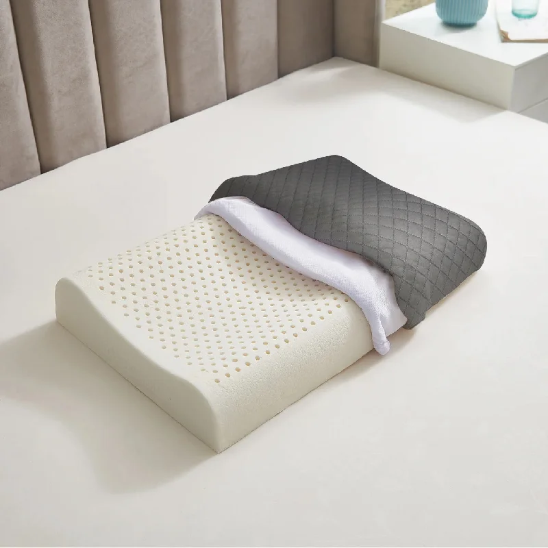 High Quality King Size 40x70 (11x13) Knitted Anti Snore Contour Cervical Neck Support Memory Foam Pillow with Washable Grey Cover