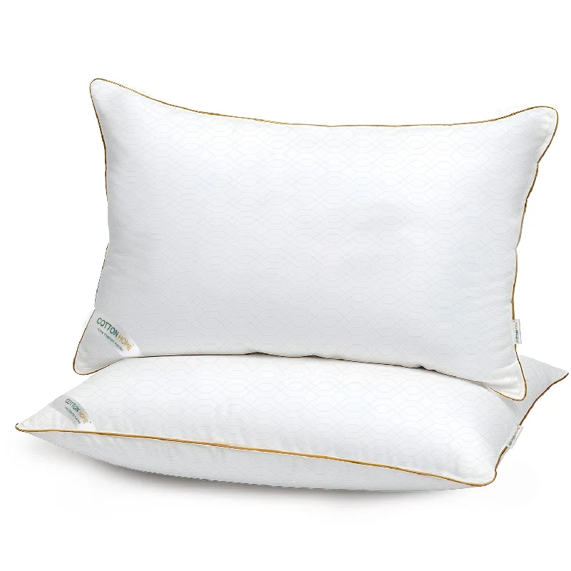 Royal Angler Dobby Premium King Pillow with Gold Cord - White, 50x90cm - Loom