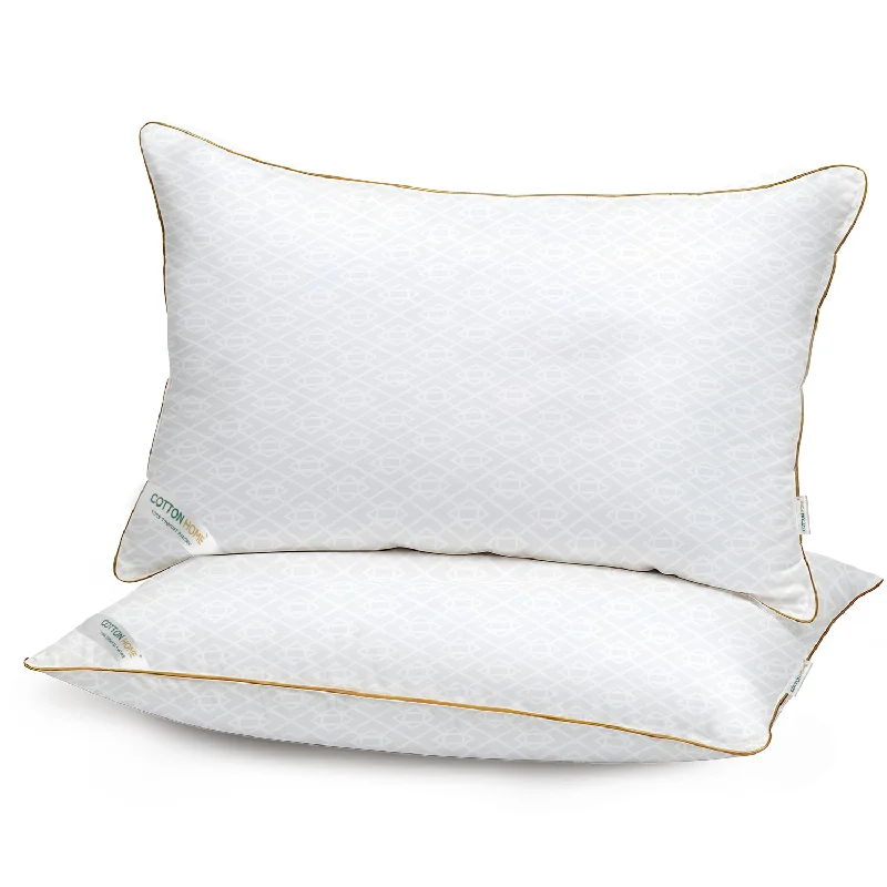 Royal Angler Dobby Premium King Pillow with Gold Cord - White, 50x90cm - Reverse Geometric