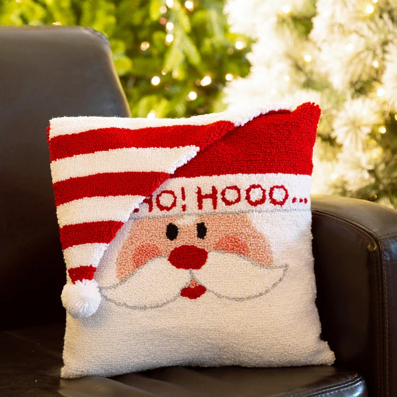 Glitzhome 14"L Hooked 3D Snowman Santa Christmas Pillow