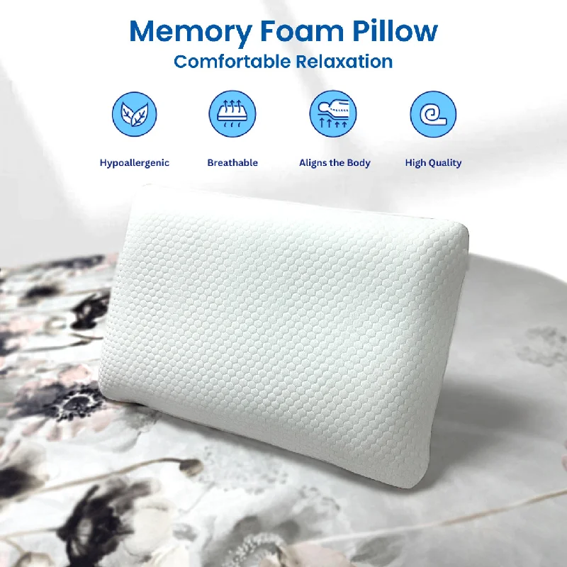 King Breathable Memory Foam Pillow 40x70X13cm - White