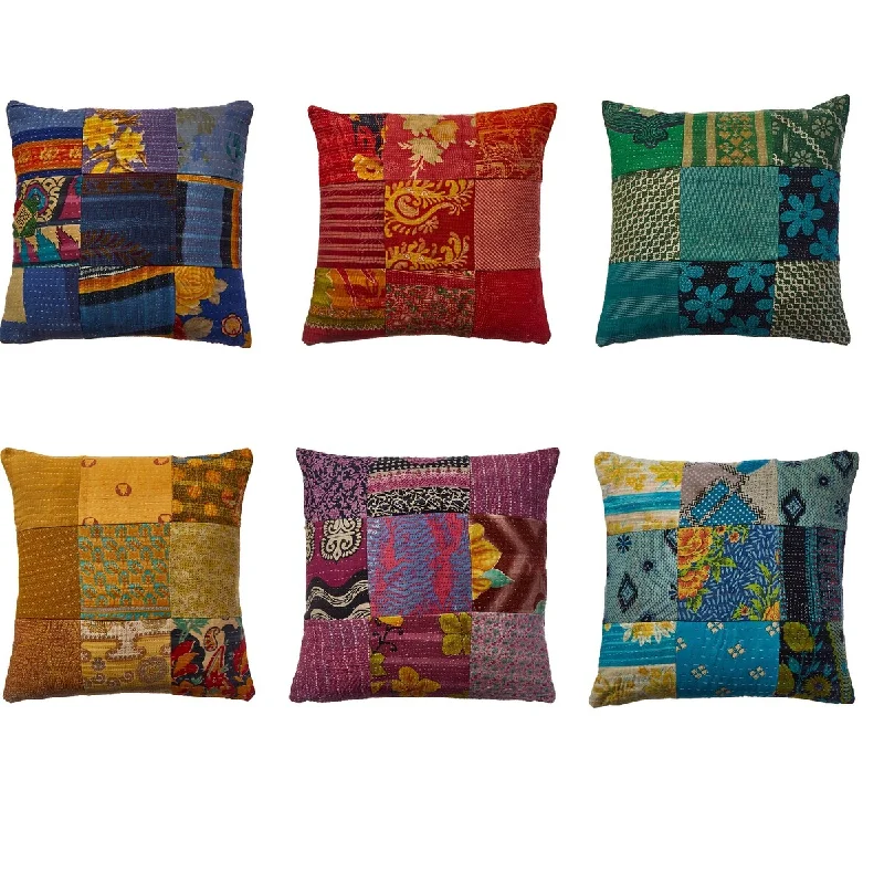 One of a Kind hand stitch OverDye Kantha Pillow Cover