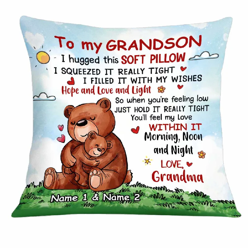 Personalized Bear Grandson Hug This Pillow DB234 95O34