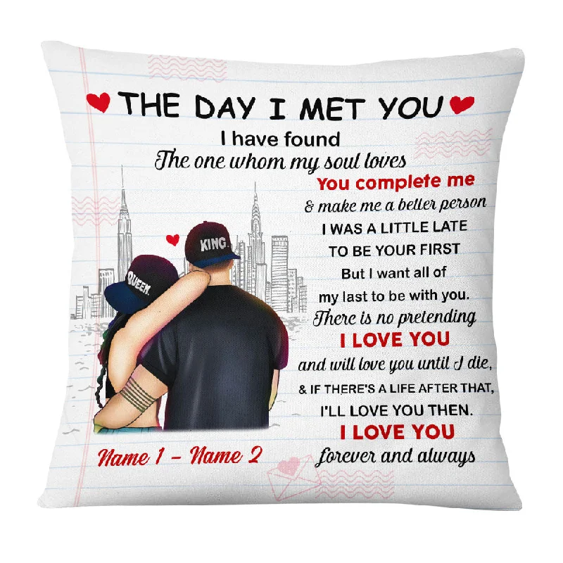 Personalized Couple The Day I Met You Pillow FB23 26O53