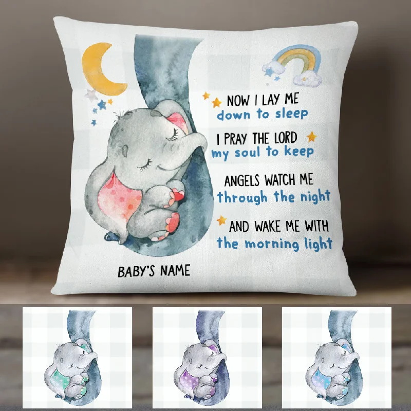 Personalized Elephant Baby Sleep Prayer Pillow SB41 85O58 (Insert Included)