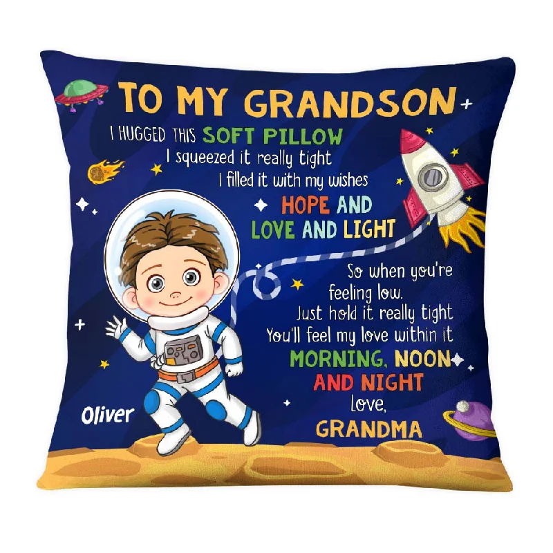 Personalized Gift For Grandson Astronaut Space Theme Pillow 31001