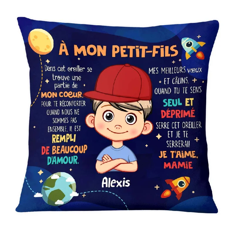 Personalized Gift For Grandson Granddaughter French Hug This Pillow 30109