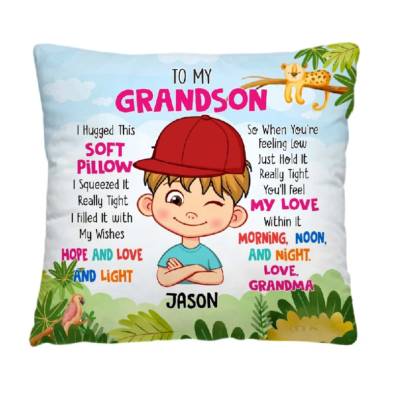 Personalized 'Hug This' Pillow - Grandma's Special Gift for Grandson