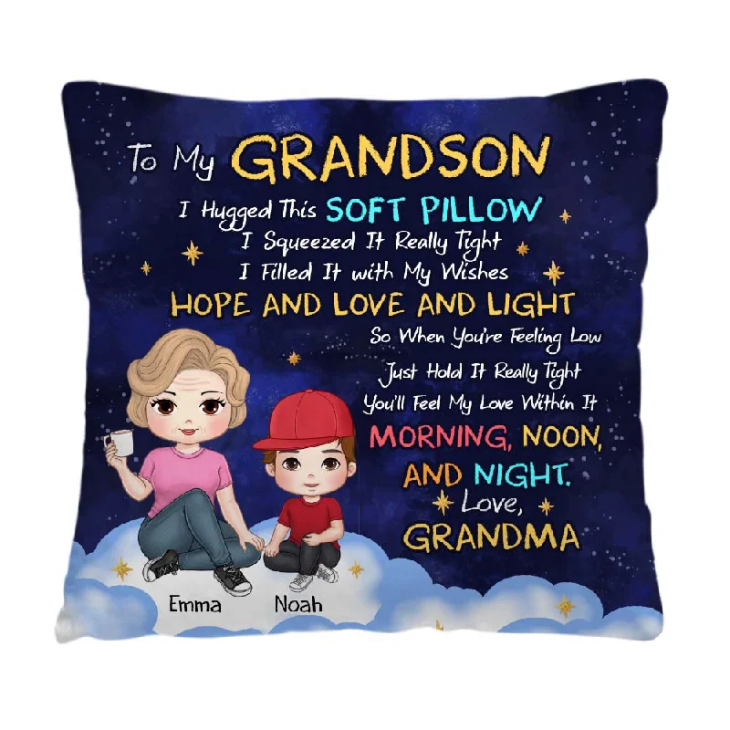 Personalized Gift For Grandson Hug This Pillow 35292