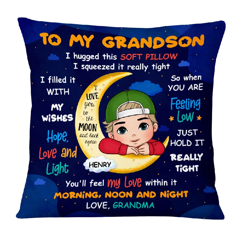 Personalized Gift For Grandson Love You To The Moon And Back Pillow 31495