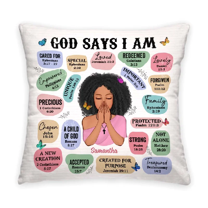 Personalized God Says I Am Bible Verse Affirmations Pillow 34755