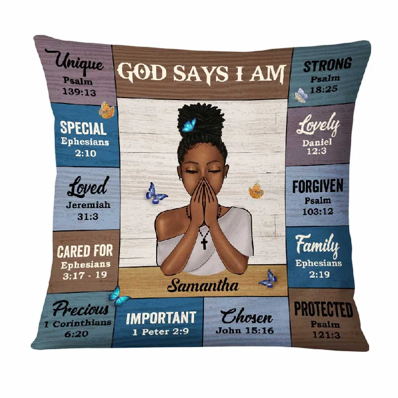 Personalized God Says I Am Bible Verses Pillow DB51 30O47