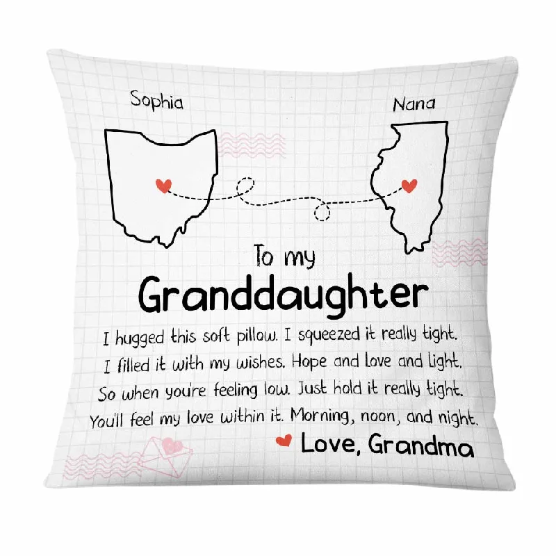 Personalized Granddaughter Long Distance Hug This Drawing Pillow AP63 30O47