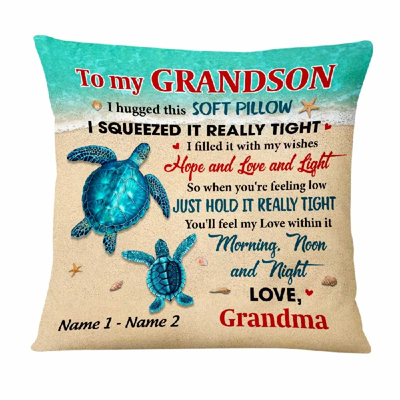 Personalized Turtle Grandson Hug This Pillow DB244 95O47