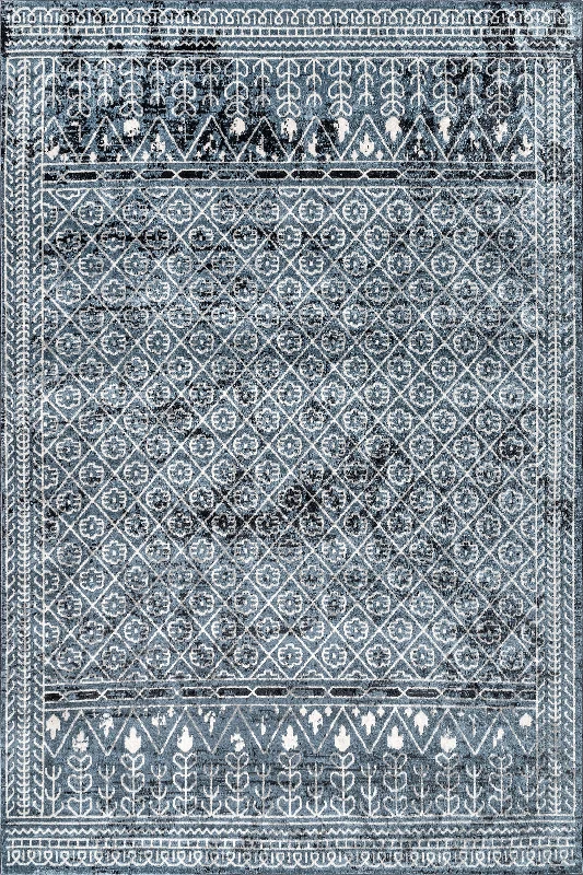 Aida Washable Stencil Rug | Aqua