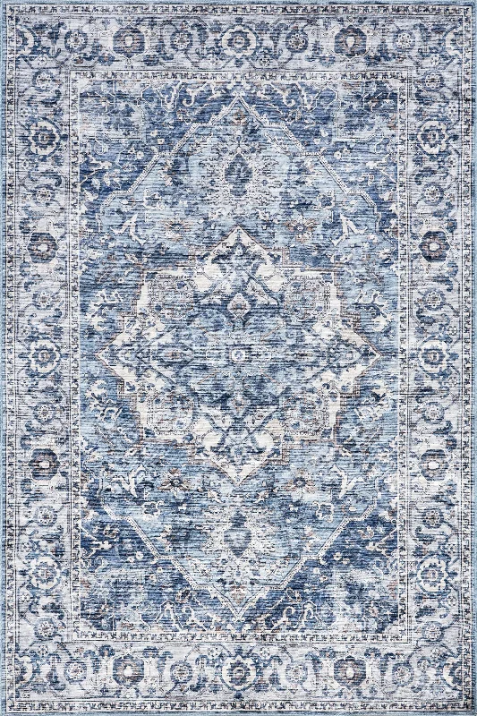 Ailish Botanical Washable Rug | Blue