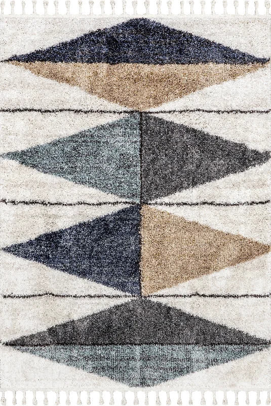 Alexia Diamond Tasseled Rug | Blue