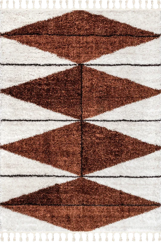 Alexia Diamond Tasseled Rug | Rust