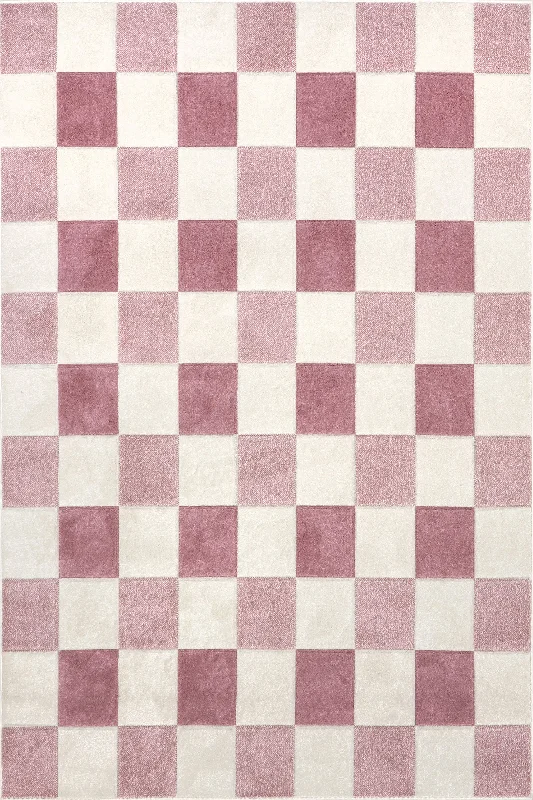 Alexie Two-Tone Checkered Rug | Pink