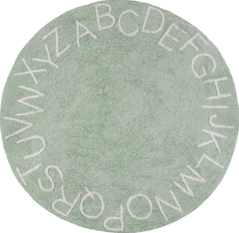 Alphabet Nursery Washable Rug | Mint Green