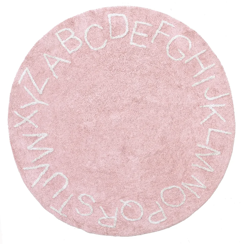 Alphabet Nursery Washable Rug | Pink