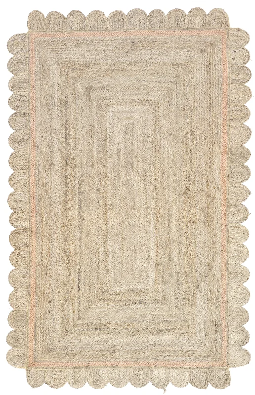 Anna Scalloped Jute Rug | Baby Pink