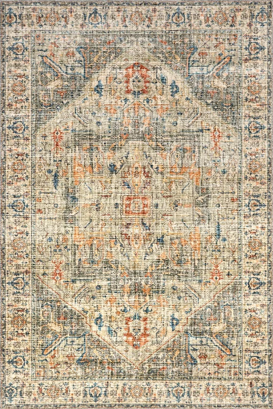 Atrium Medallion Washable Rug | Taupe