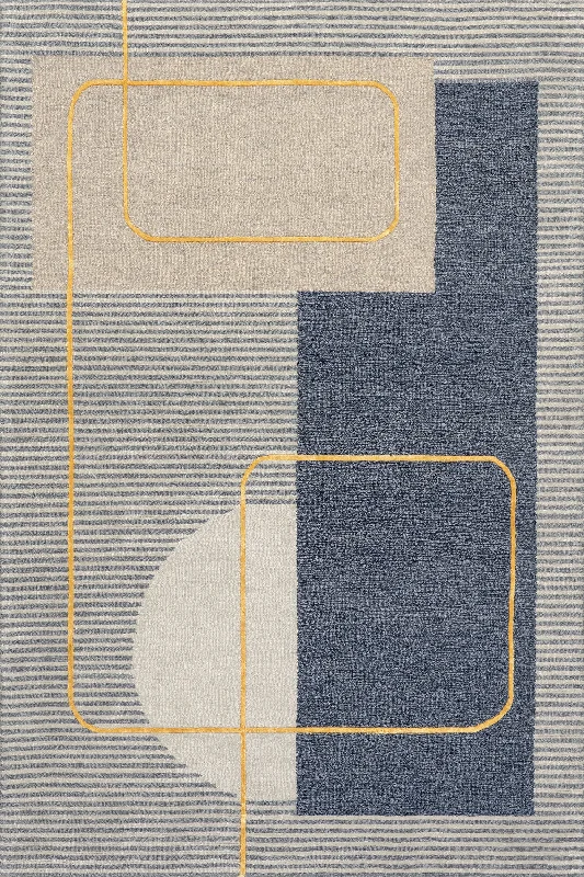 Ayla Abstract Striped Rug | Blue