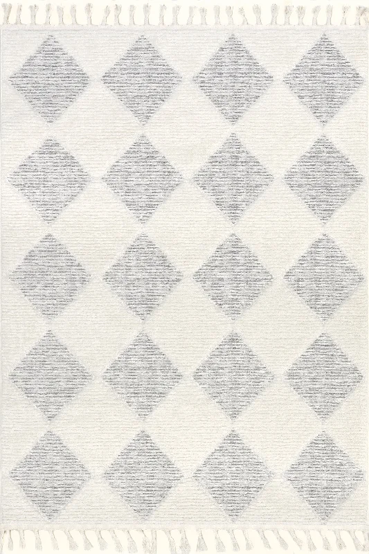 Aylin Diamond Tasseled Rug | Off White