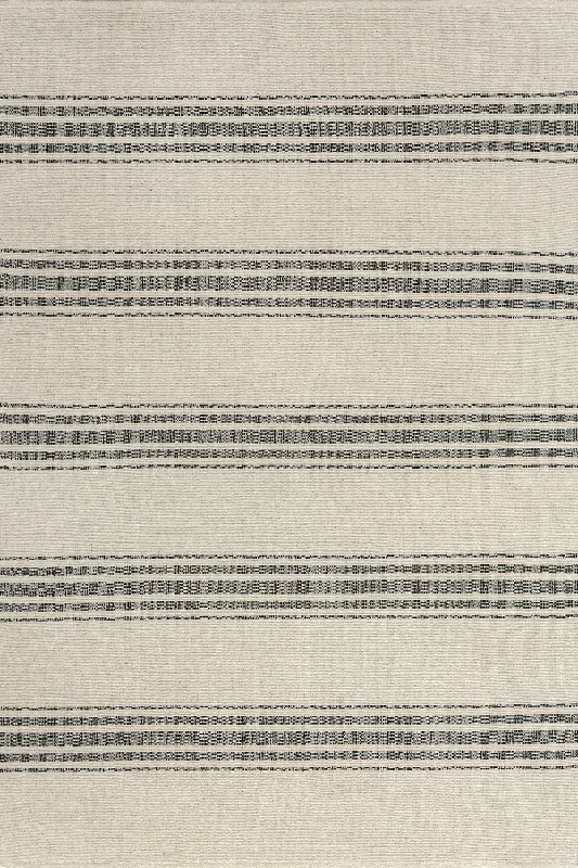 Bergamot Striped Cotton Rug | Beige