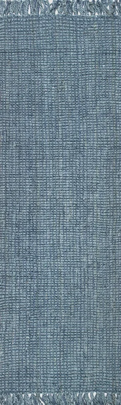 Chunky Jute Tasseled Rug | Blue