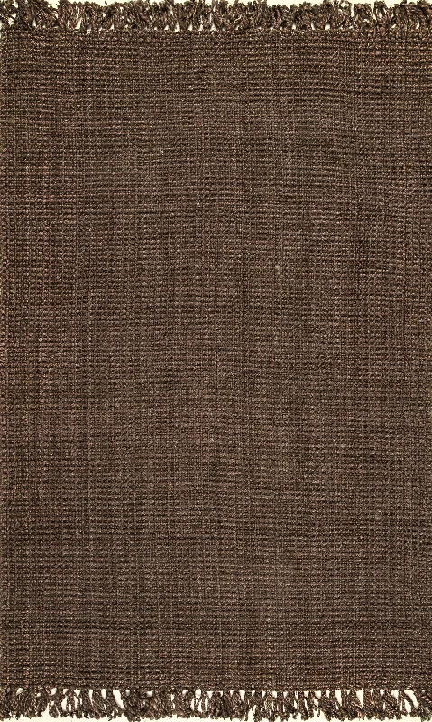 Chunky Jute Tasseled Rug | Chocolate