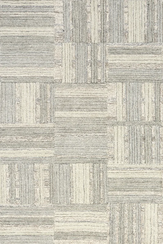 Deco Striped Tile Rug | Light Grey