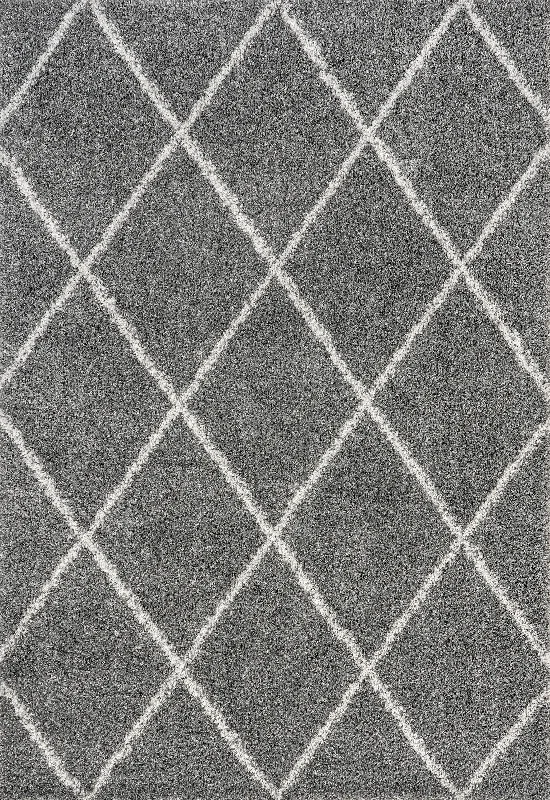 Easy Shag Lattice Rug | Dark Grey