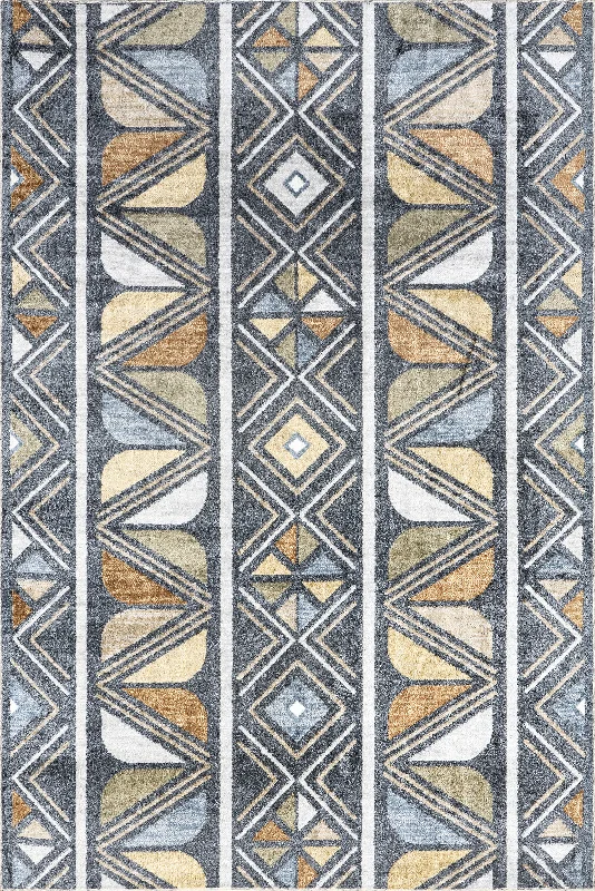 Elm Aztec Banded Rug | Grey