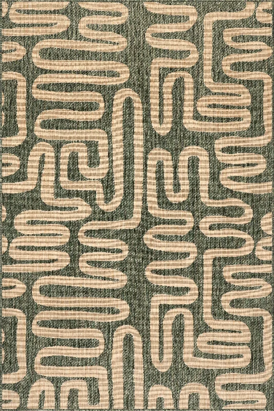 Elowyn Abstract Maze Indoor/Outdoor Rug | Green