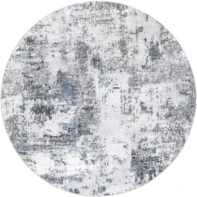 Faded Abstract Washable Rug | Blue Grey