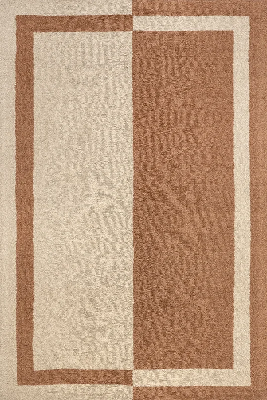 Gino Two-Tone Bordered Wool Rug | Rust