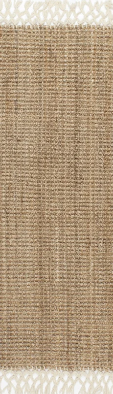 Hand Woven Jute with Wool Fringe Rug | Natural