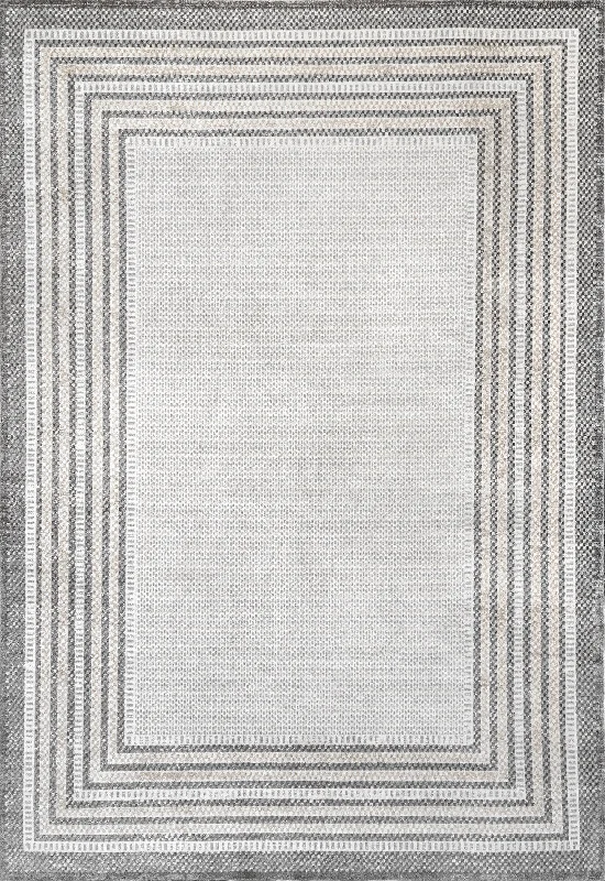 Junie Washable Bordered Rug | Grey