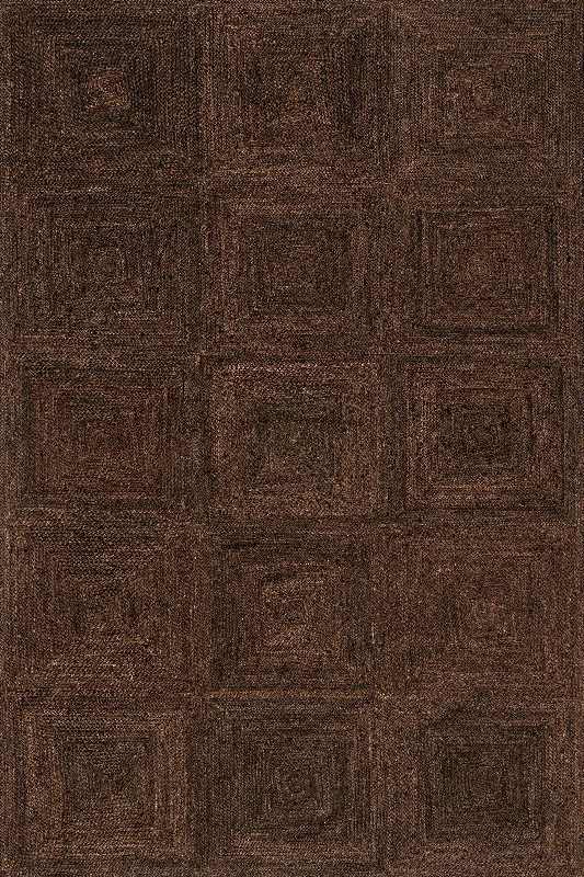 Juniper Jute Tiled Rug | Dark Brown