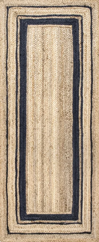 Jute Braided Saturn Border Rug | Navy