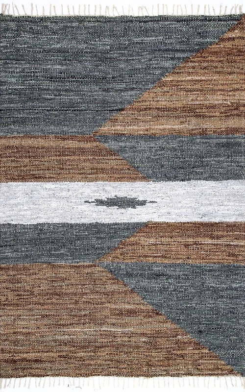 Leather Modern Abstract Rug | Natural