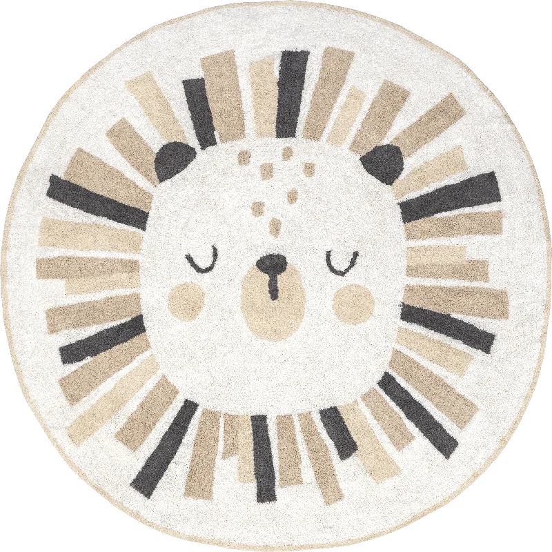 Lion Nursery Washable Rug | Ivory