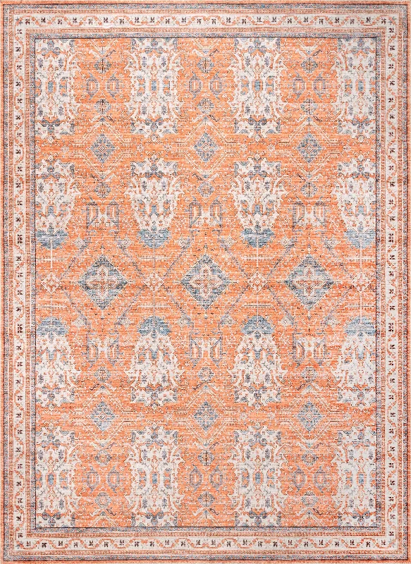 Medallion Washable Rug | Rust