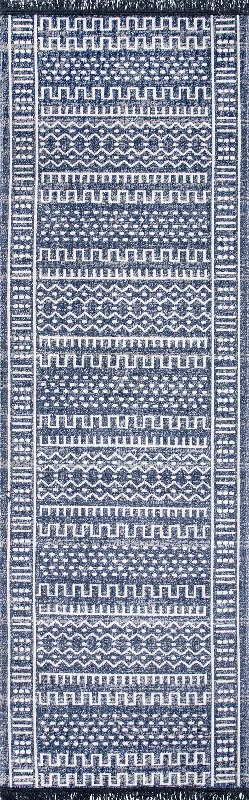 Native Indoor/Outdoor With Tassels Rug | Dark Blue