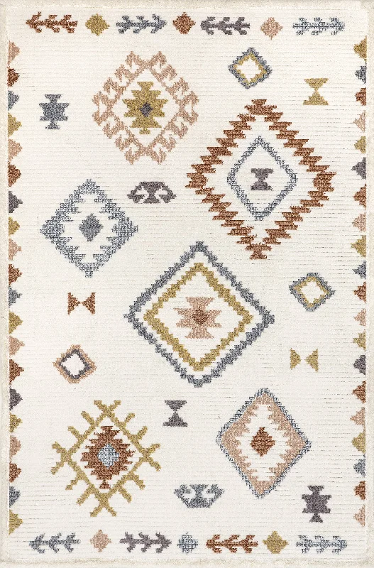 Peyton Aztec Fringed Rug | Beige