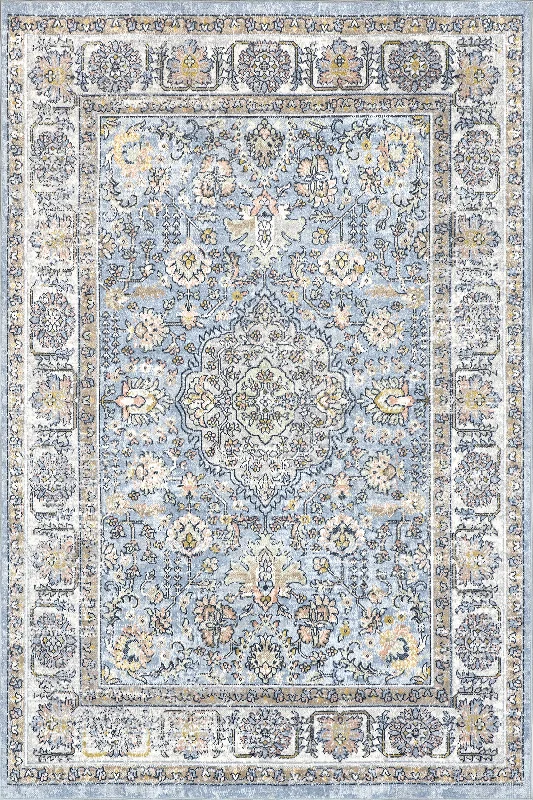 Priyanka Washable Persian Rug | Light Blue