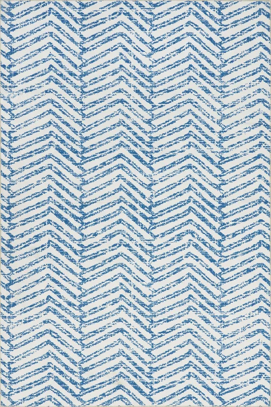 Reverse Herringbone Washable Rug | Blue